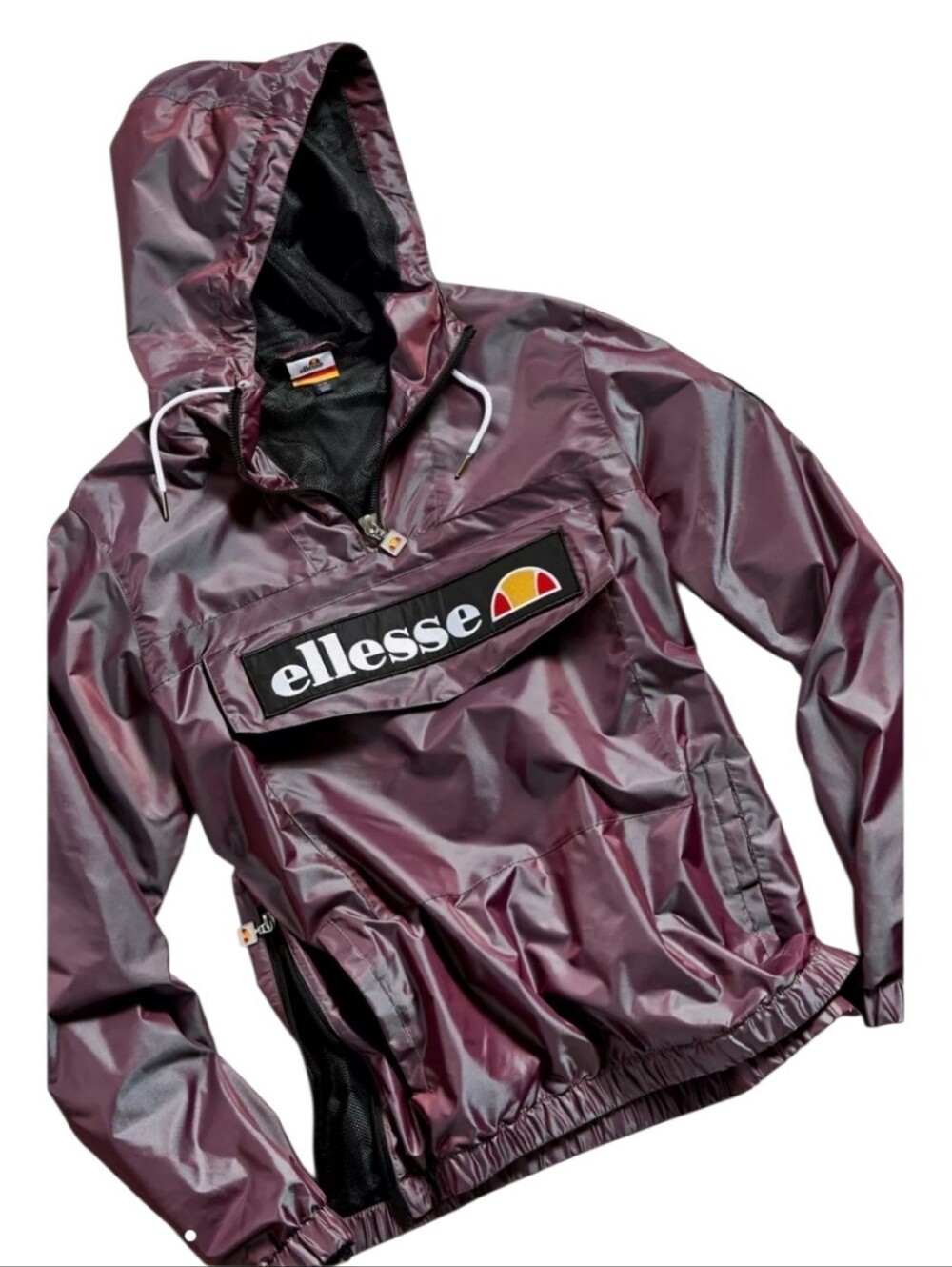 Ellesse Memphis Anorak Windbreaker Purple Iridescent Kangaroo Pocket Size M